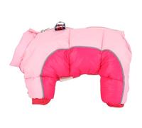 Dog Winter Clothes with Back Zipper | 4 Leg Windproof & Warm Coat for Small Medium Large Dogs | Reflective Pink Pet Apparel for Walking/Outdoor (16#)