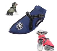 Dog Winter Coat, 3 in 1 Winter Jacket for Dogs, Furry Dog Jacket with Harness, Waterproof Windproof Pet Snow Jackets for Small Medium Large Dogs (Navy Blue,XX-Large)