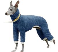 Dog Winter Coat Dog Jumpers Full Body Turtleneck Whippet with Detachable Dog Snood Cotton Jumpsuit with Legs Velvet Lined Pullover Sweatshirt for Greyhound Dog Four-Legged Clothes (Grey XL)