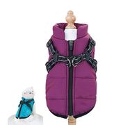 Dog Winter Coat with Harness, Dog Winter Coat with Harness, 3 in 1 Cold Jacket Zipper Waterproof Windproof Dogs Snow Jacket for Smal Medium Large Dogs (Purple,3X-L)