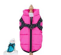 Dog Winter Coat with Harness, Dog Winter Coat with Harness, 3 in 1 Cold Jacket Zipper Waterproof Windproof Dogs Snow Jacket for Smal Medium Large Dogs (Rose Red,X-Large)