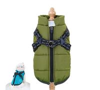 Dog Winter Coat with Harness, Dog Winter Coat with Harness, 3 in 1 Cold Jacket Zipper Waterproof Windproof Dogs Snow Jacket for Smal Medium Large Dogs (Green,3X-L)