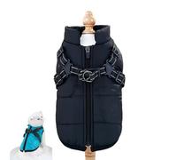 Dog Winter Coat with Harness, Dog Winter Coat with Harness, 3 in 1 Cold Jacket Zipper Waterproof Windproof Dogs Snow Jacket for Smal Medium Large Dogs (Black,XX-Large)