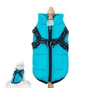 Dog Winter Coat with Harness, Dog Winter Coat with Harness, 3 in 1 Cold Jacket Zipper Waterproof Windproof Dogs Snow Jacket for Smal Medium Large Dogs (Lake Blue,3X-L)
