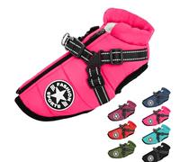 Dog Winter Coat with Zipper Warm Fleece Dogs Snowsuit Windproof, 3 in 1 Winter Jacket, Dog Coat with Harness Built in (#1,X-Large)