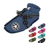 Dog Winter Coat with Zipper Warm Fleece Dogs Snowsuit Windproof, 3 in 1 Winter Jacket, Dog Coat with Harness Built in (#11,Small)