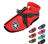 Dog Winter Coat with Zipper Warm Fleece Dogs Snowsuit Windproof, 3 in 1 Winter Jacket, Dog Coat with Harness Built in (#10,Large)