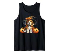 Dog Witch Hat and Jack O Lantern Pumpkin Beagle Halloween Camiseta sin Mangas