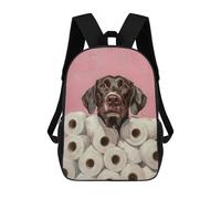 Dog with Toilet Paper Painting German Shorthaired Pointer Toilet Art Mochilas Para Niños Mochila Escolar Mochila Escolar Impresa En 3D Para Niños Estudiantes De Primaria Y Secundaria 17inch