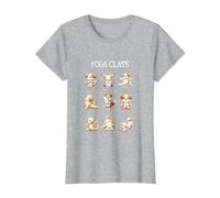 Dog Yoga Poses Practicing Mindfulness Meditation Camiseta, Mujer, Gris Jaspeado, L