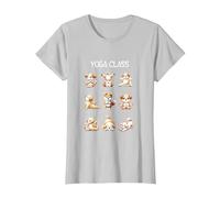 Dog Yoga Poses Practicing Mindfulness Meditation Camiseta, Mujer, Plata, L
