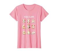 Dog Yoga Poses Practicing Mindfulness Meditation Camiseta, Mujer, Rosado, L