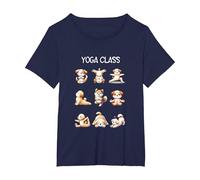 Dog Yoga Poses Practicing Mindfulness Meditation Camiseta, Mujer Tallas Grandes, Azul Marino, 5XL Grande