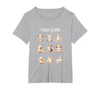 Dog Yoga Poses Practicing Mindfulness Meditation Camiseta, Mujer Tallas Grandes, Gris Jaspeado, 3XL Grande