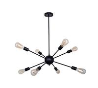 DOGACA Vendimia Negro 18-luces Sputnik Lámpara Colgante Cromado Metal Durante La Luz Redondo Vidrio Sombra Lámpara De Techo Para Dormitorio Baño Pasillo Sótano-Negro 8-lights