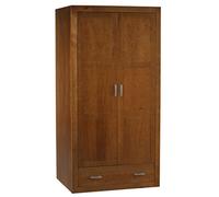 Dogar Kynus Recto Armario 2 Puertas y 1 cajón REALIZADO EN Madera DE Pino Macizo, Color Cerezo Compuesto DE 2 Puertas DE CONTRACHAPADO Y UN Cajon.Medidas 200X105X55