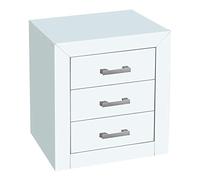 Dogar Moblit Mesita de Tres Cajones Realizada en Madera de Pino Maciza y MDF Serie Kalpe, Color Blanco Lacado Medidas (55x50x35) cm (Alto/Ancho/Fondo) Robusta y Duradera