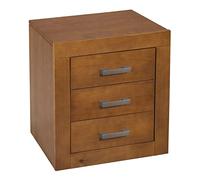 Dogar Moblit Mesita de Tres Cajones Realizado en Madera de Pino Maciza Color Cerezo Serie Kalpe Medidas (55x50x35) cm (AltoxAnchoxFondo) Robusta y Resistente