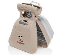 DogBuddy - Recogedor portátil para excrementos de Perros pequeños y Grandes, Pala con Accesorio para Bolsa, Pinza para Correa y Bolsas de Basura Incluidas, Grande, Gris Topo