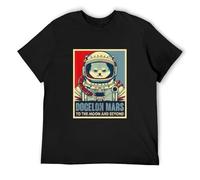 Dogelon Mars To The Moon and Beyond Astronaut Vintage Unisex 100% Cotton Short-Sleeve T-Shirts Black L
