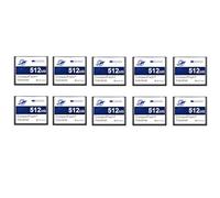 Dogfish 10 Pack 512MB Tarjeta de Memoria Compact Flash Industrial CF Memory Card Tipo I de Alto Rendimiento FAT16 para Equipos Industriales y Cámaras Digitales Antiguas