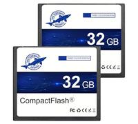 Dogfish Tarjeta de Memoria CompactFlash 32GB 2PACK 400X, CF Memory Card para Cámaras Antiguas DSLR, Alta Velocidad de Transferencia