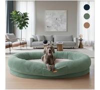 DOGGO Selection - Cama para perros humanos, cama gigante extragrande de alta calidad para perros y humanos para relajarse juntos (verde y beige)
