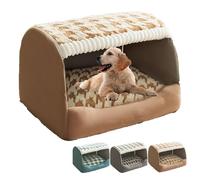Doggocomfy Cozy Dog House, Dog Bed with Cover Cave, Cozy Indoor Dog House, Inside Dog House with Removable Cushion (Brown,Small)