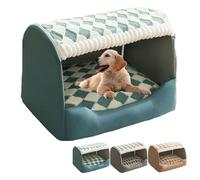 Doggocomfy Cozy Dog House, Dog Bed with Cover Cave, Cozy Indoor Dog House, Inside Dog House with Removable Cushion (Green,Medium)