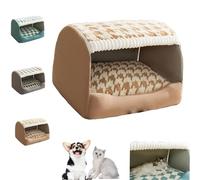 Doggocomfy Cozy Dog House, Doggo Comfycozy House Dog Bed, Foldable Warm Kenne, Cozy Dog House Indoor with Pillow and Removable Cushion, For Small Medium Large Dogs Cats (Brown, L)