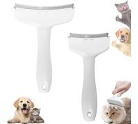 Doggocomfy Pet Comb Pro-Doggo Comfy Pet Hair Remover-Stainless Steel Deshedding Brush with Ergonomic Handle,V-Shaped Teeth for Long/Short Hair,Prevents Knots & Mats in Dogs & Cats (White,S+L)