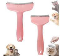 Doggocomfy Pet Comb Pro-Doggo Comfy Pet Hair Remover-Stainless Steel Deshedding Brush with Ergonomic Handle,V-Shaped Teeth for Long/Short Hair,Prevents Knots & Mats in Dogs & Cats (Pink,S+L)