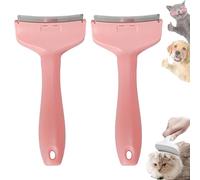 Doggocomfy Pet Comb Pro-Doggo Comfy Pet Hair Remover-Stainless Steel Deshedding Brush with Ergonomic Handle,V-Shaped Teeth for Long/Short Hair,Prevents Knots & Mats in Dogs & Cats (Pink,S+S)
