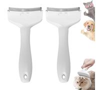 Doggocomfy Pet Comb Pro-Doggo Comfy Pet Hair Remover-Stainless Steel Deshedding Brush with Ergonomic Handle,V-Shaped Teeth for Long/Short Hair,Prevents Knots & Mats in Dogs & Cats (White,S+S)