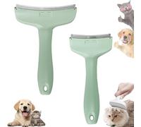 Doggocomfy Pet Comb Pro-Doggo Comfy Pet Hair Remover-Stainless Steel Deshedding Brush with Ergonomic Handle,V-Shaped Teeth for Long/Short Hair,Prevents Knots & Mats in Dogs & Cats (Green,S+L)