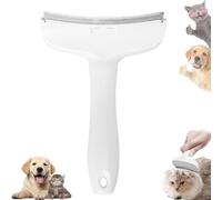 Doggocomfy Pet Comb Pro-Doggo Comfy Pet Hair Remover-Stainless Steel Deshedding Brush with Ergonomic Handle,V-Shaped Teeth for Long/Short Hair,Prevents Knots & Mats in Dogs & Cats (White,L)