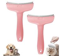 Doggocomfy Pet Comb Pro-Doggo Comfy Pet Hair Remover-Stainless Steel Deshedding Brush with Ergonomic Handle,V-Shaped Teeth for Long/Short Hair,Prevents Knots & Mats in Dogs & Cats (Pink,L+L)
