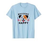 Doggone Happy: Cara de Cachorro juguetona Amante de los Perros Camiseta, Hombre, Azul Bebé, M