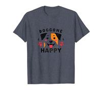 Doggone Happy: Cara de Cachorro juguetona Amante de los Perros Camiseta, Hombre, Azul Jaspeado, XXL