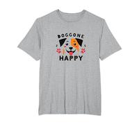 Doggone Happy: Cara de Cachorro juguetona Amante de los Perros Camiseta, Hombre Tallas Grandes, Gris Jaspeado, 5X Alto