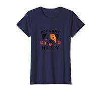 Doggone Happy: Cara de Cachorro juguetona Amante de los Perros Camiseta, Mujer, Azul Marino, XS