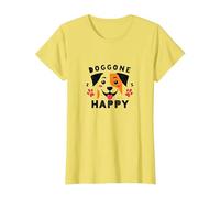 Doggone Happy: Cara de Cachorro juguetona Amante de los Perros Camiseta, Mujer, Limón, XXL