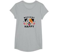 Doggone Happy: Cara de Cachorro juguetona Amante de los Perros Camiseta, Niñas, Gris Jaspeado, Mediano