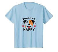 Doggone Happy: Cara de Cachorro juguetona Amante de los Perros Camiseta, Niños, Azul Bebé, 8 años