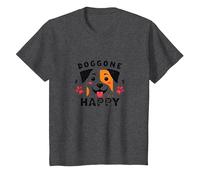 Doggone Happy: Cara de Cachorro juguetona Amante de los Perros Camiseta, Niños, Jaspeado Oscuro, 2 años