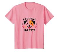 Doggone Happy: Cara de Cachorro juguetona Amante de los Perros Camiseta, Niños, Rosado, 6 años