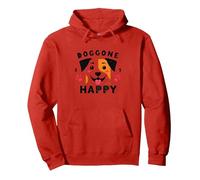 Doggone Happy: Cara de Cachorro juguetona Amante de los Perros Sudadera con Capucha, Unisex para Adultos, Rojo, S
