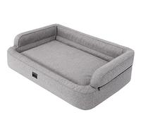 DOGGY Cama para perros, cama para gatos, sofá para perros, funda extraíble, cesta para perros, cojín para perros, muebles para mascotas, cama para perros, lugares para dormir, XL: 96x62 cm, gris