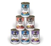 DOGGY Dog Paté Mix 1, 6 x 400 g, Comida húmeda para Perros en Paquete de Muestra, Comida para Perros sin Cereales con Aceite de salmón y mejillón de Labios Verdes, pienso Completo con Alto Porcentaje
