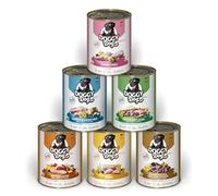 DOGGY Dog Paté Mix 2, 6 x 800 g, Comida húmeda para Perros en Paquete de Muestra, Comida para Perros sin Cereales con Aceite de salmón y mejillón de Labios Verdes, pienso Completo con Alto Porcentaje